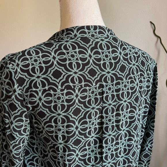 Tory Burch Massey Silk  Mini Dress Tunic Abstract Women's Size 0 XS Blue Green - Picture 7 of 10